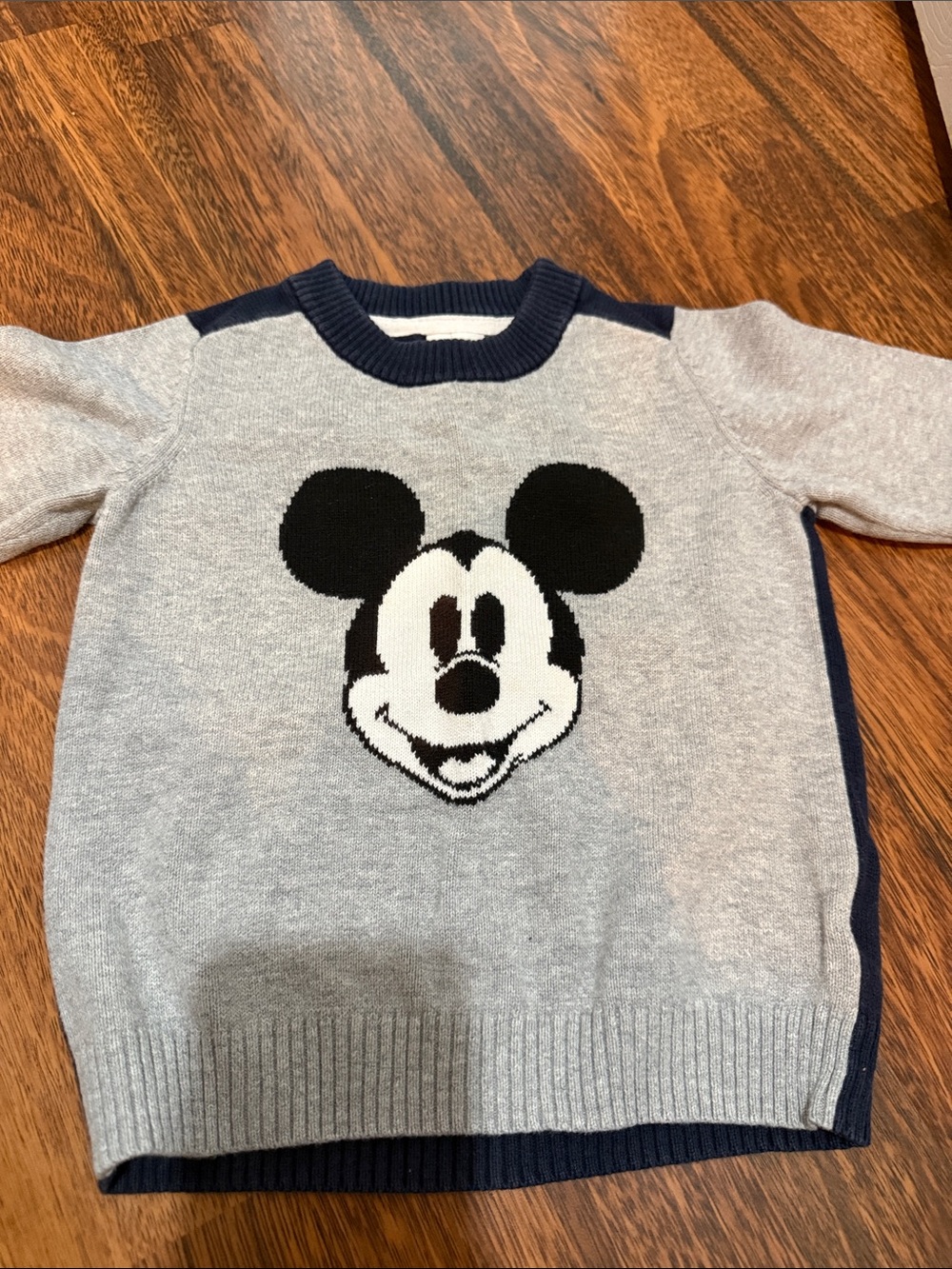 Janie and Jack Gray and Navy Mickey Mouse Knit Sweater